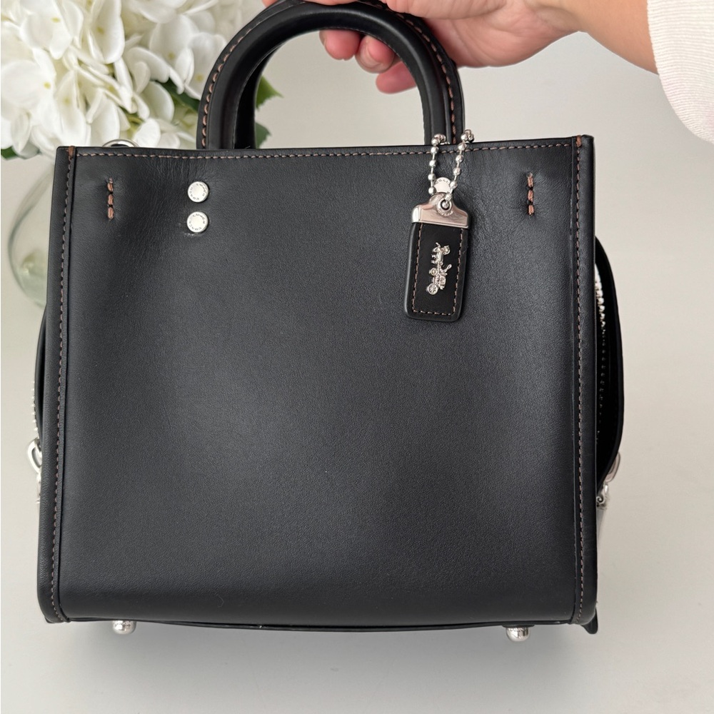 Coach Black Leather Handbag with Heart Charm - Picture 2 of 15